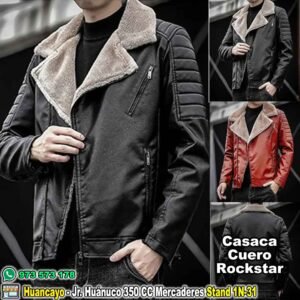 Casaca Cuero Rockstar 2 cuellos