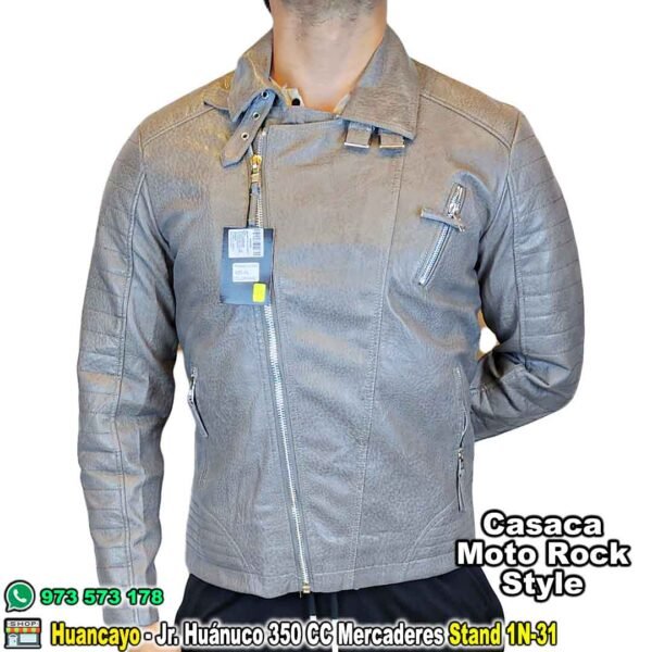 Casaca de Cuero Moto Rock Style Sintético Modelo Rock and Roll