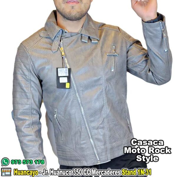 Casaca de Cuero Moto Rock Style Sintético Modelo Rock and Roll - Imagen 3