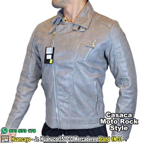 Casaca de Cuero Moto Rock Style Sintético Modelo Rock and Roll - Imagen 2