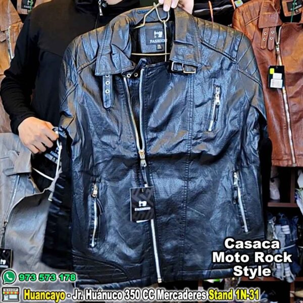 Casaca de Cuero Moto Rock Style Sintético Modelo Rock and Roll - Imagen 8