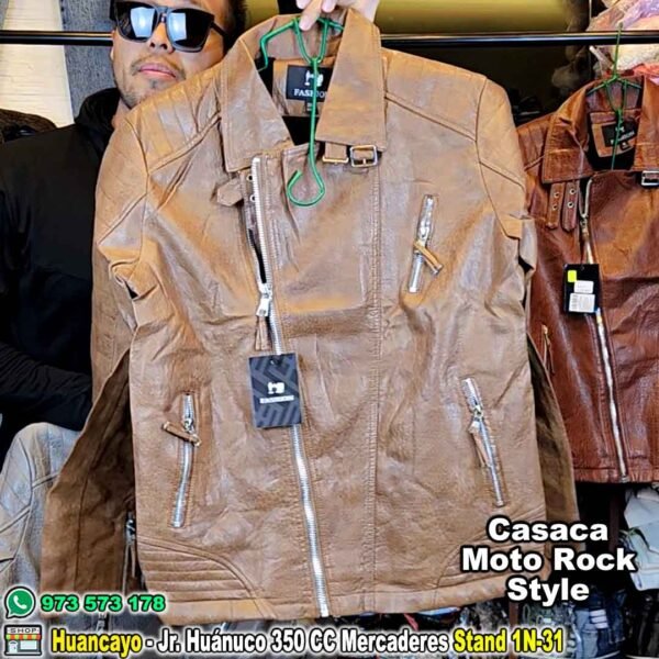 Casaca de Cuero Moto Rock Style Sintético Modelo Rock and Roll - Imagen 7