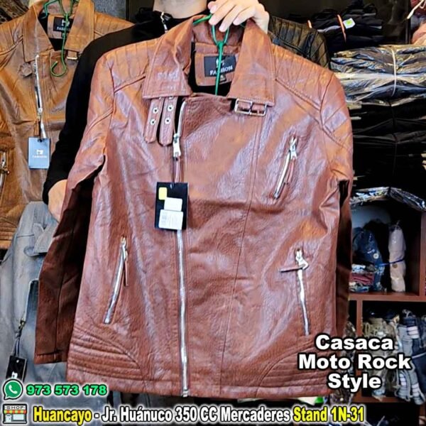 Casaca de Cuero Moto Rock Style Sintético Modelo Rock and Roll - Imagen 5