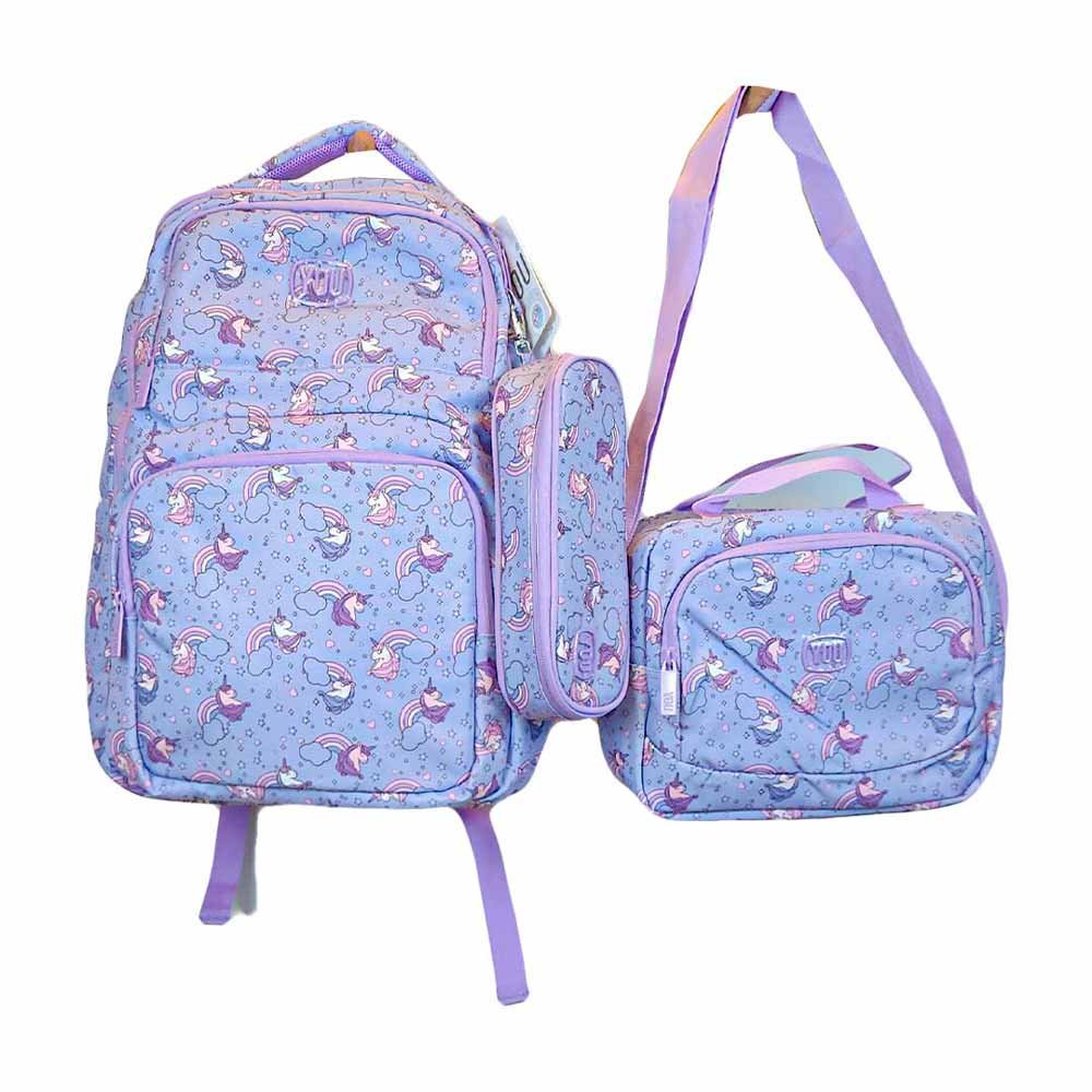 Mochila YOU 3 piezas Lonchera Cartuchera Mochila