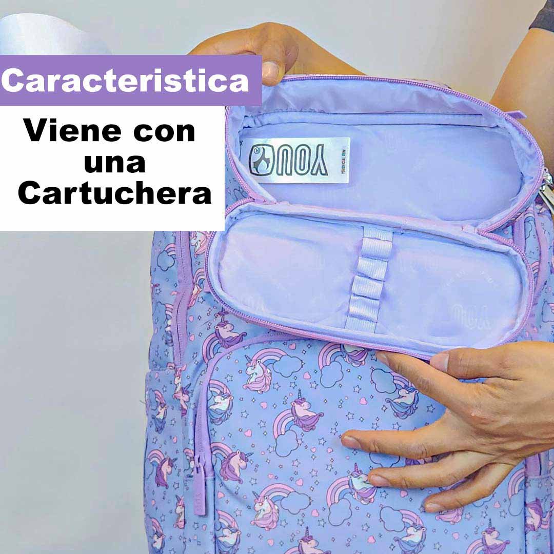 Mochila YOU 3 piezas Lonchera Cartuchera Mochila - Imagen 6