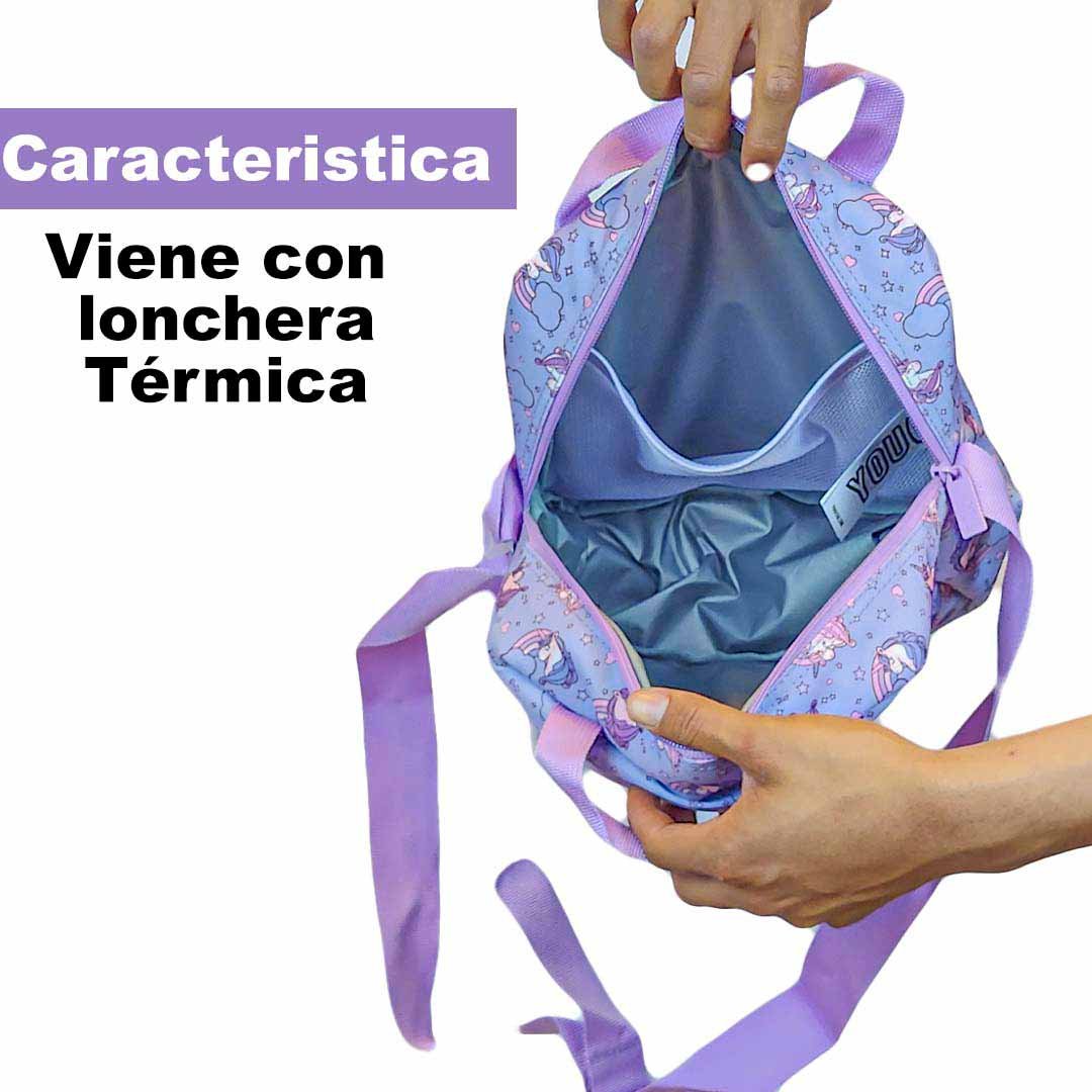 Mochila YOU 3 piezas Lonchera Cartuchera Mochila - Imagen 5