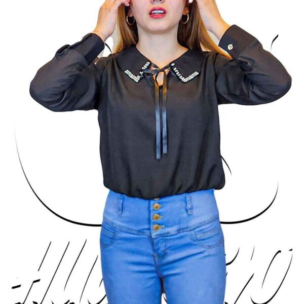 Blusa Cuello Camisa de Gasa con cinta de Mujer CyS Huancayo - Imagen 4