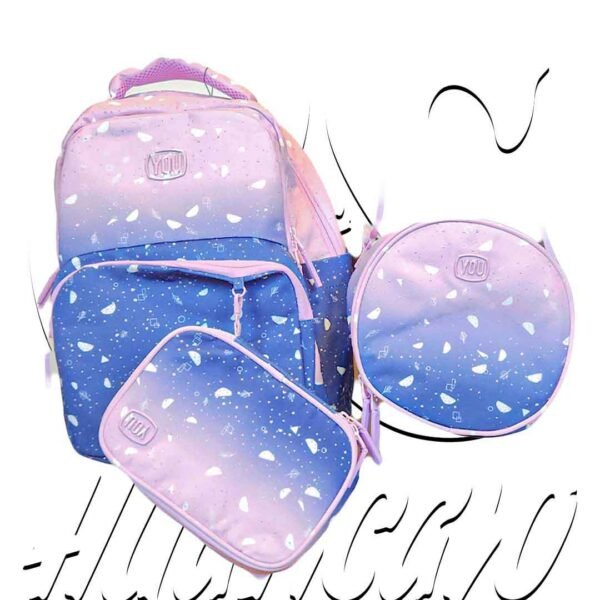 Mochilas marca YOU 3 piezas lonchera + cartuchera + mochila CyS Huancayo