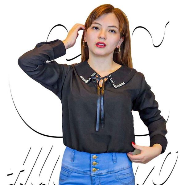 Blusa Cuello Camisa de Gasa con cinta de Mujer CyS Huancayo - Imagen 3