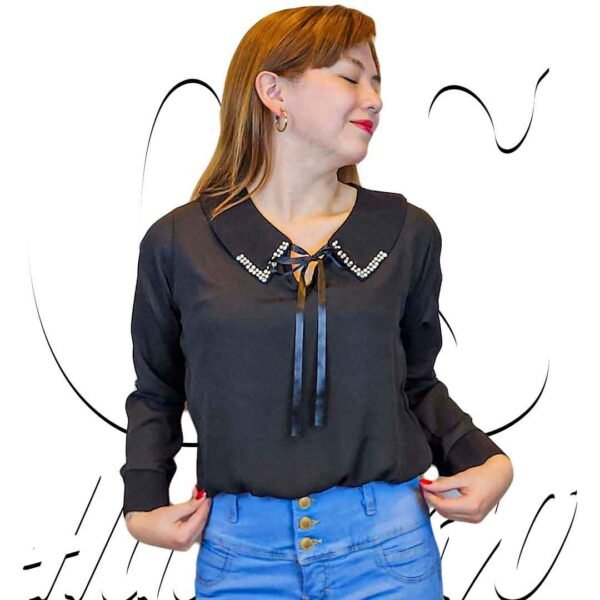 Blusa Cuello Camisa de Gasa con cinta de Mujer CyS Huancayo - Imagen 2