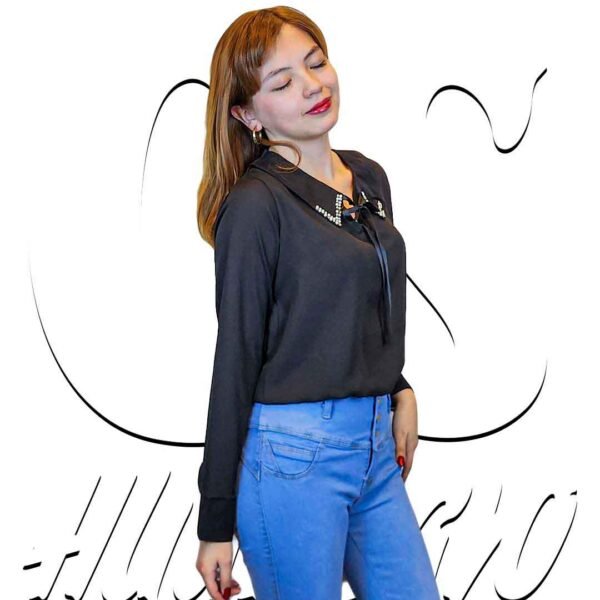 Blusa Cuello Camisa de Gasa con cinta de Mujer CyS Huancayo