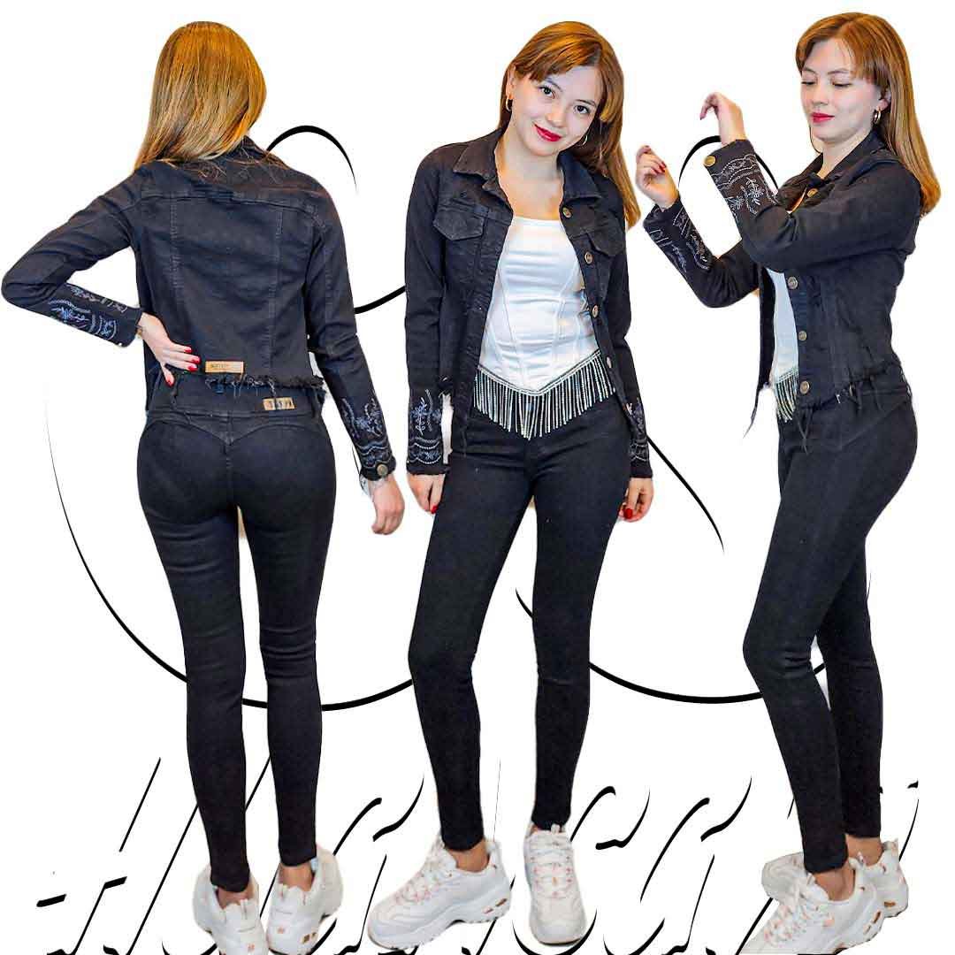 Set de 3 piezas jean Casaca + Polo + Pantal贸n para Mujer CyS Huancayo