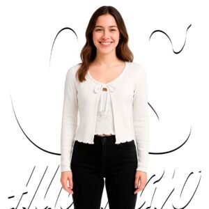 Polo Crop Blanco con Lazo - Estilo Romántico y Versátil