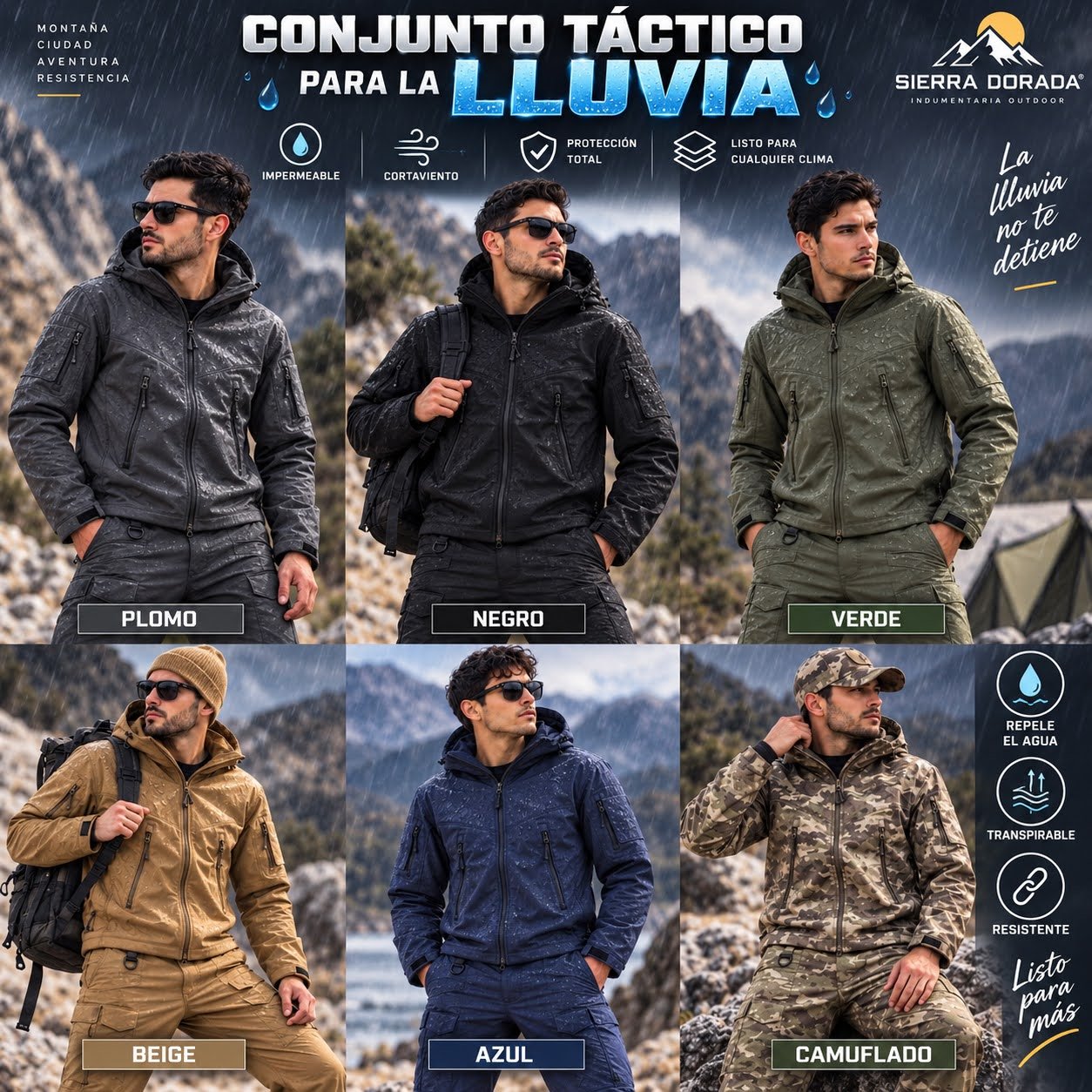 Conjunto Táctico Sharkskin Storm Pro impermeable para Outdoor - Imagen 2