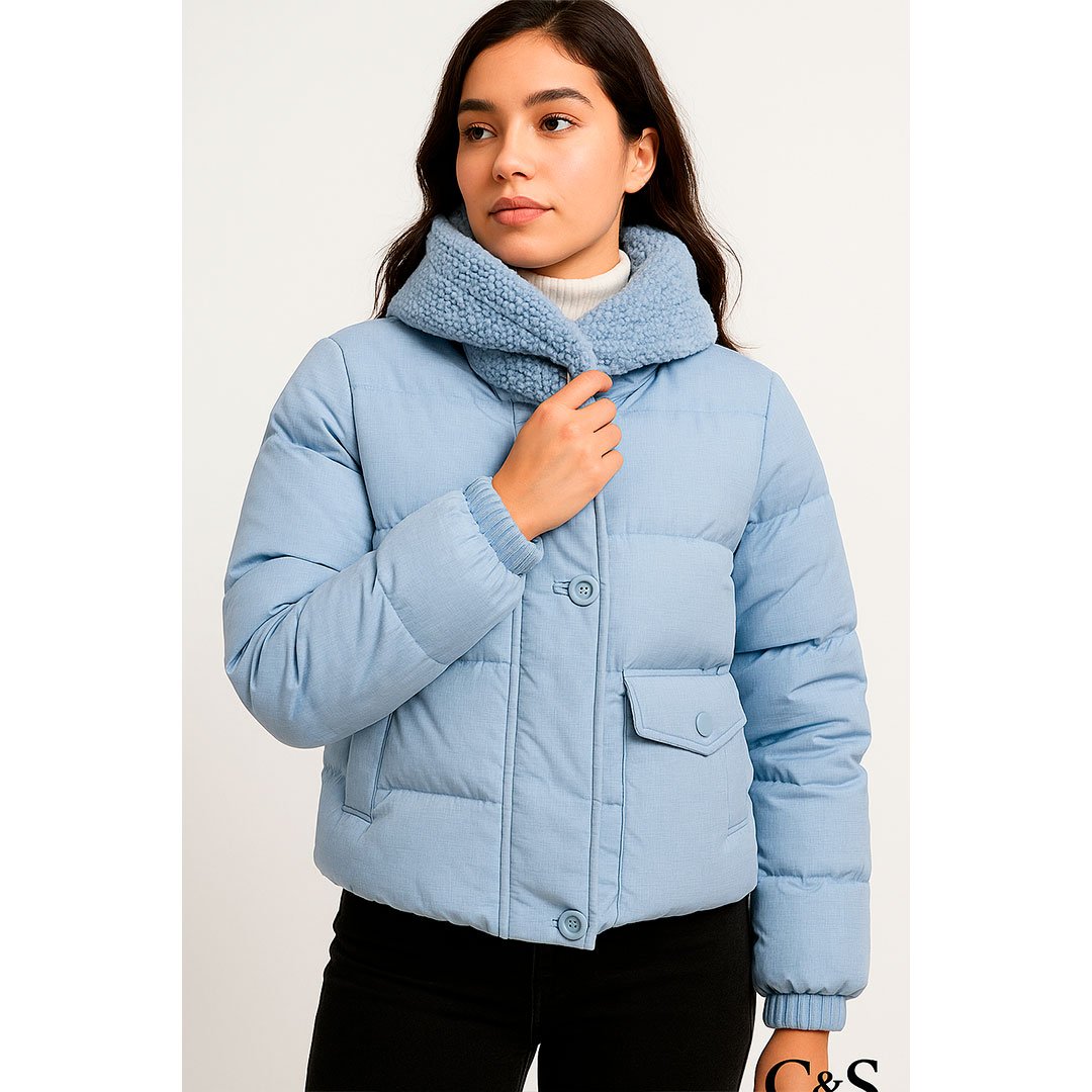 Casaca Mujer “Winter Cozy Chic” con Chalina Integrada – Abrigadora & Coqueta