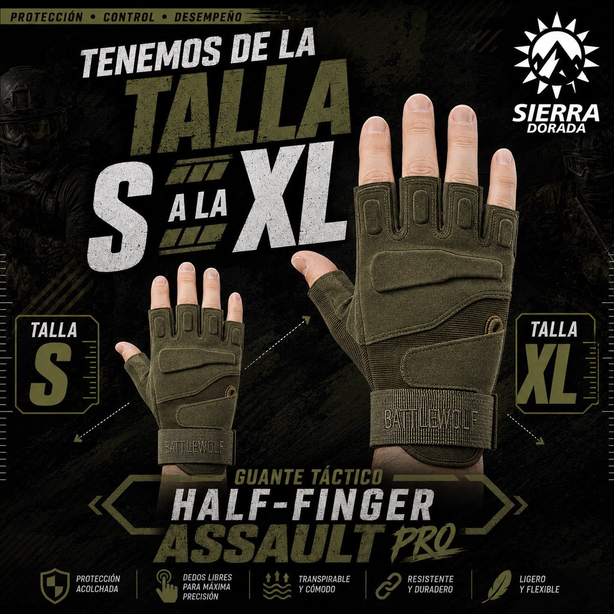 Guante Táctico Half Finger Assault Pro - Imagen 2