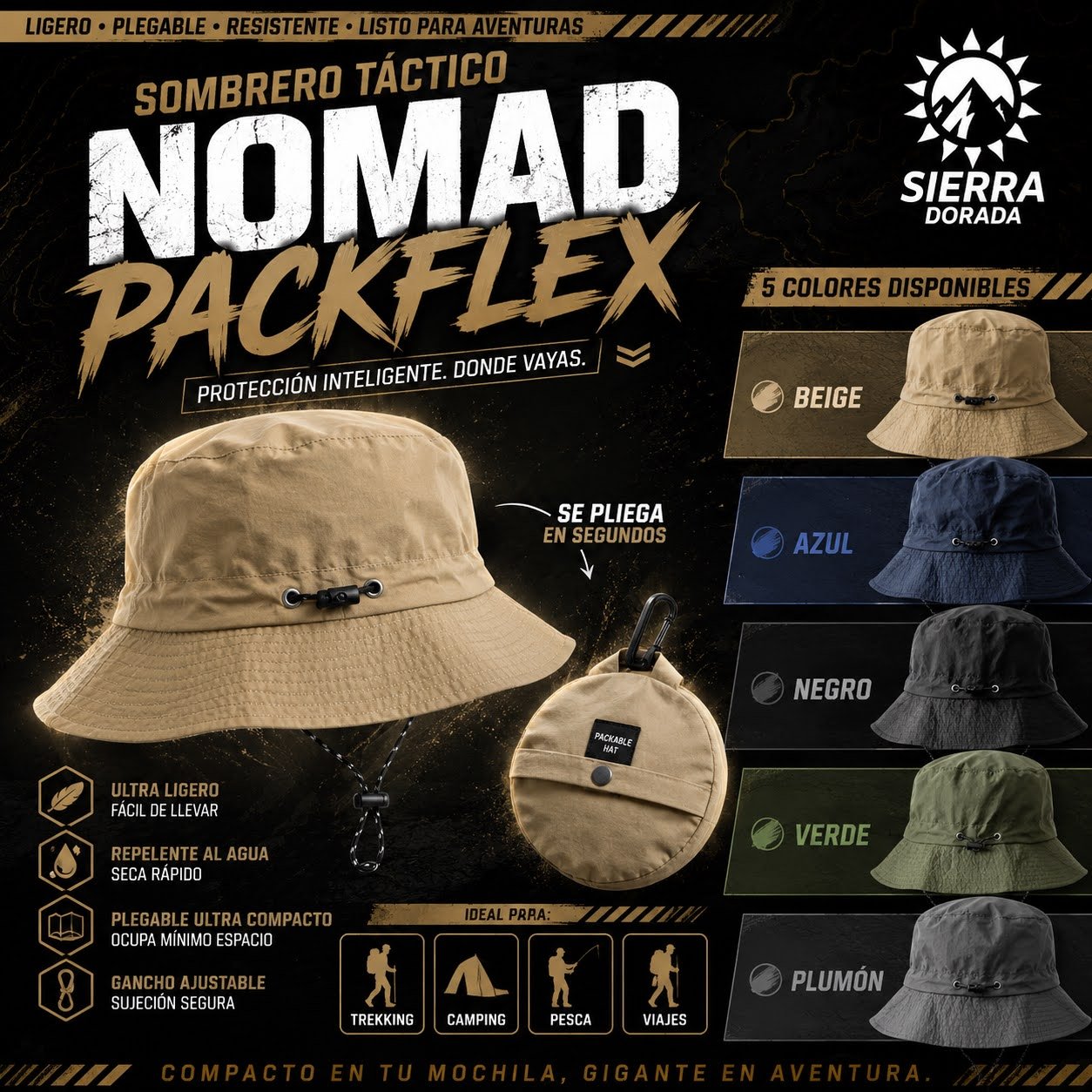 Sombrero Táctico Nomad PackFlex Plegable - Imagen 2