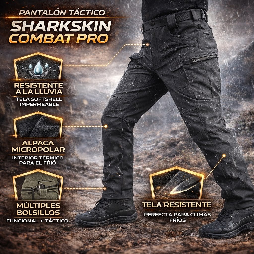 Pantalón Táctico Shark Skin Combat Pro Impermeable Softshell - Imagen 2