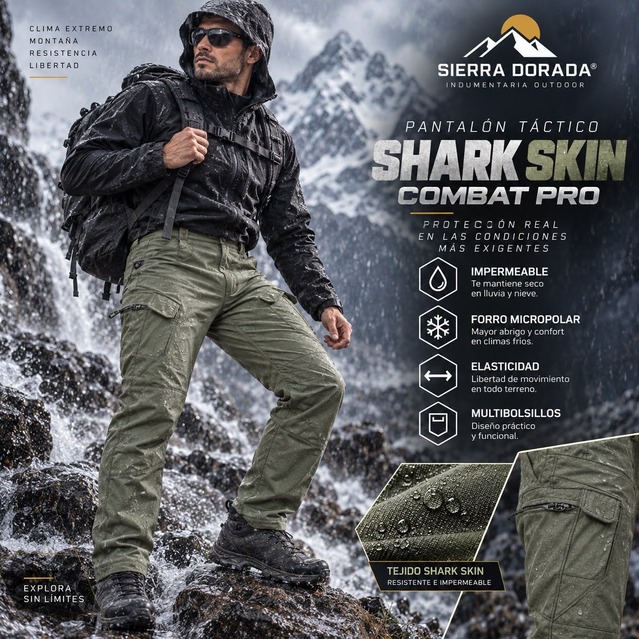 Pantalón Táctico Shark Skin Combat Pro Impermeable Softshell