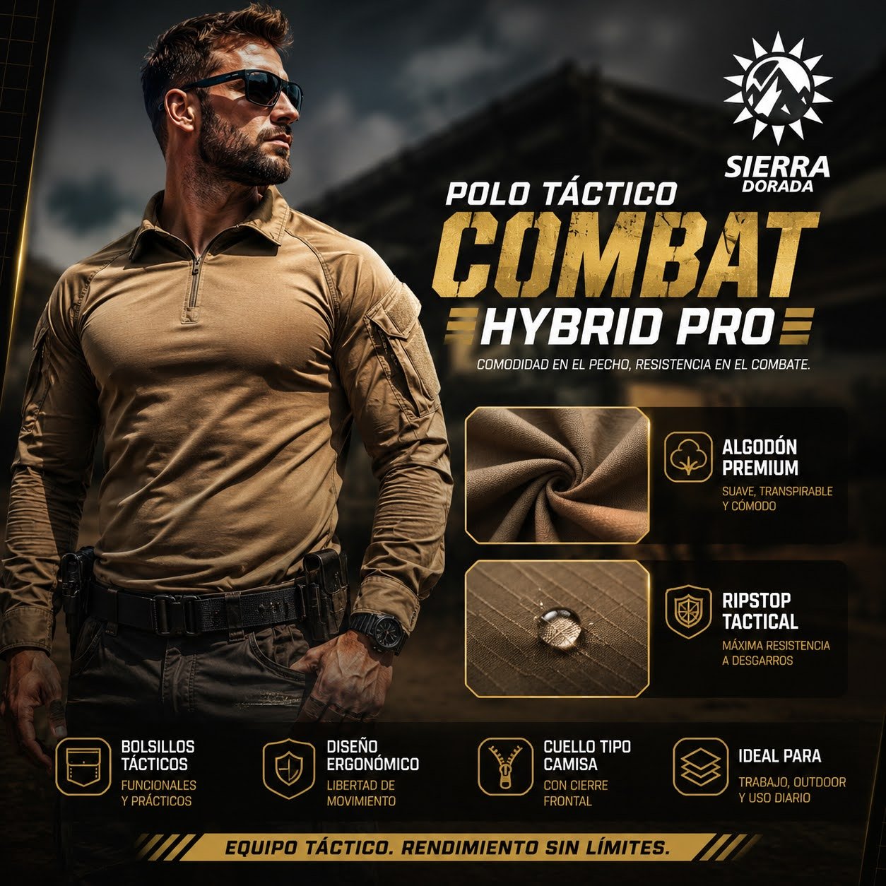 Polo Táctico Combat Hybrid Pro Ripstop