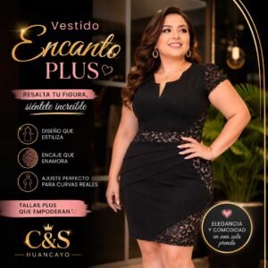 Vestido Encanto Plus para Mujer – Diseño Elegante con Encaje que Estiliza la Figura