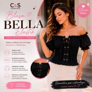 Blusa Bella Elastik para Mujer – Off Shoulder, Smock Elástico y Mangas Globo