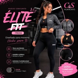 Conjunto Deportivo Elite Fit para Mujer – 3 Piezas: Casaca, Top y Legging Deportivo