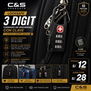 Candado con Clave de 3 Dígitos para Mochila, Maleta y Equipaje, Compacto, Seguro y Resistente