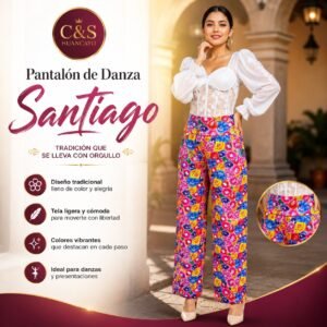 Pantalón de Danza Santiago para Mujer – Diseño Tradicional de Huancayo