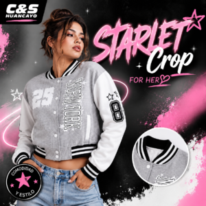 Polera Crop Starlet para Mujer – Estilo Universitario, Franela Abrigadora y Corte Moderno