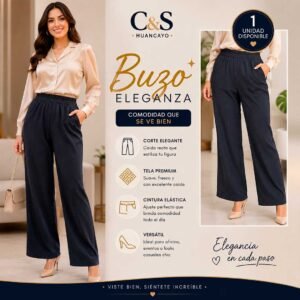 Pantalón Palazzo para Mujer – Cintura Elástica, Corte Recto, Tela Premium y Caída Elegante