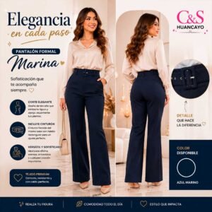 Pantalón de Vestir Recto para Mujer con Cinturón – Tela Premium, Corte Clásico y Tiro Alto