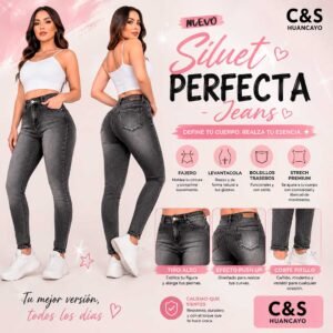 Jean Pitillo Fajero para Mujer – Tiro Alto, Push Up, Stretch Premium, Cintura Alta, Corte Skinny
