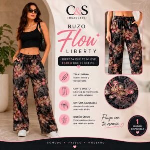 Pantalón Palazzo Estampado para Mujer – Cintura Elástica, Corte Wide Leg, Tela Fresca y Liviana