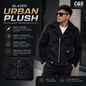 Blazer Urban Plush para Hombre – Casaca Tipo Peluche con Cierre Diagonal