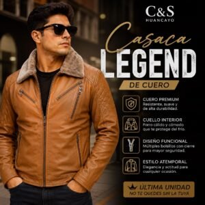 Casaca de Cuero para Hombre con Cuello de Peluche, Estilo Aviador, Múltiples Bolsillos con Cierre, Abrigo Premium para Invierno