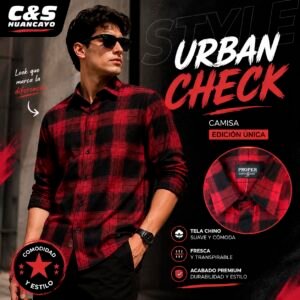Camisa Cuadros para Hombre Manga Larga, Tela Chino Premium, Camisa Leñadora Urbana Casual