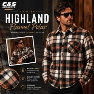 Camisa Highland Flannel Polar para Hombre – Franela Doble Capa Manga Larga