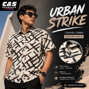 Camisa Casual para Hombre Estampada Manga Corta, Tela Chino Premium, Camisa Urbana Fresca y Moderna