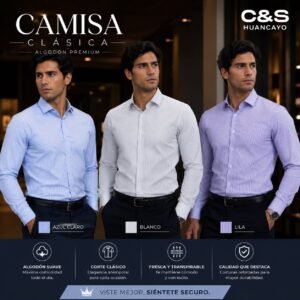 Camisa Clásica de Hombre Rayas Celeste de Algodón Premium – Manga Larga Formal