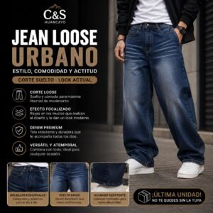 Pantalón Jean Loose para Hombre Azul Oscuro, Corte Suelto Urbano, Denim Premium de Alta Resistencia
