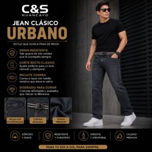 Pantalón Jean Clásico Urbano para Hombre con Correa
