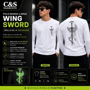 Wing Sword | Polo Manga Larga Glow in the Dark de Algodón Premium para Hombre