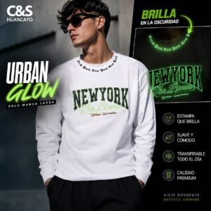 Urban Glow | Polo Manga Larga Glow in the Dark para Hombre