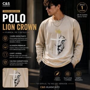 Lion Crown | Polo Manga Larga de Algodón Premium para Hombre