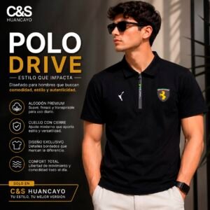 Polo para Hombre Drive con Cuello y Cierre, Algodón Premium, Estilo Casual Deportivo