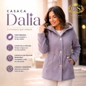 Casaca Dalia para Mujer de Paño Premium con Capucha de Peluche Removible y Ajuste en la Cintura