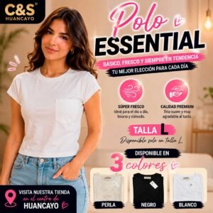 Polo Essential para Mujer de Algodón Súper Fresco, Manga Corta con Bolsillo Frontal, Básico Casual