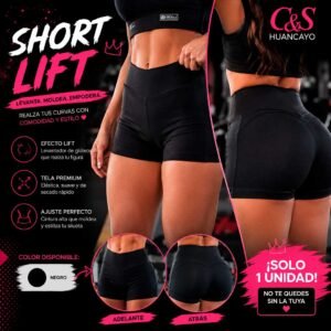 Short Deportivo Lift para Mujer – Short Licrado de Cintura Alta con Efecto Levantacola y Tela Premium de Secado Rápido