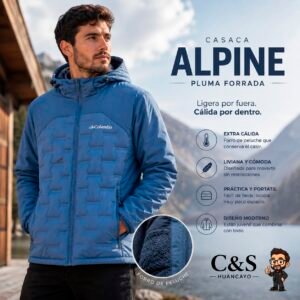 Casaca Alpine Pluma Forrada para Varón con Interior de Peluche y Capucha